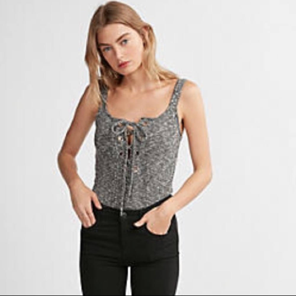 Gray lace up bodysuit